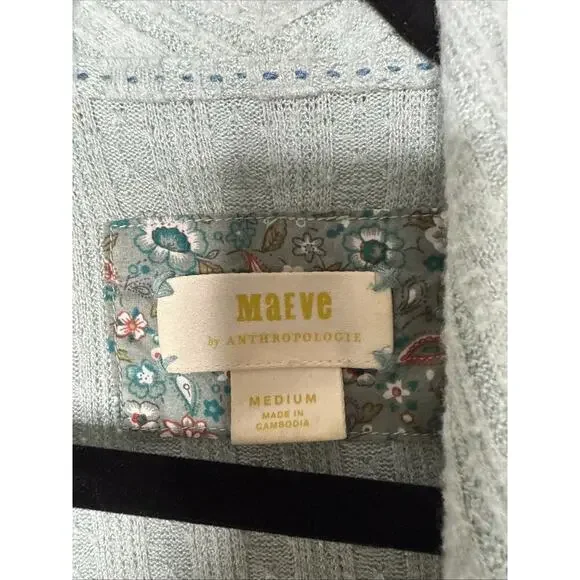 Maeve Anthropologie Sweater Wrap M Blue VNeck Fuzzy Cozy Texture Longsleeve Teal - Picture 4 of 6